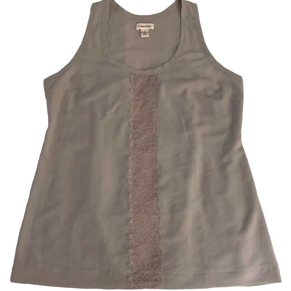 Calvin Klein Silk Like Top With Lace Detail Size Large